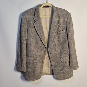Yorkshire LTD Men 42R Blazer Jacket 100% Silk Tweed Texture Shoulder Pads...